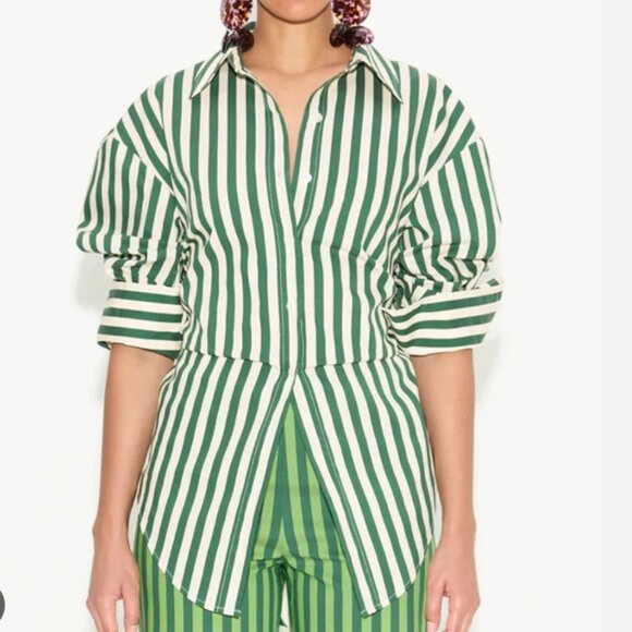 Simon Miller Loch shirt green stripy cut out back size S - Picture 1 of 10